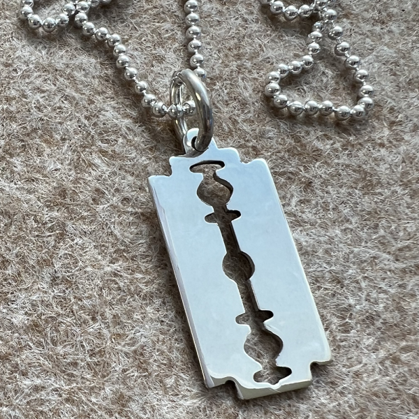 Razor Blade Necklace, Personalised, 925 Sterling Silver