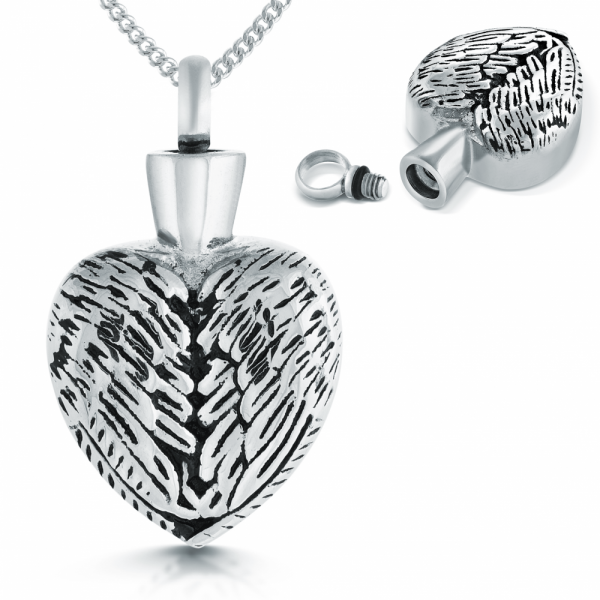 Personalised Angel Wings Ashes Locket Necklace, Engraved
