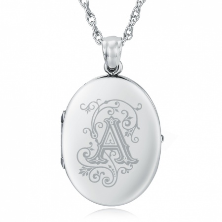 Initial/Letter A Sterling Silver 2 Photo Locket (can be personalised)