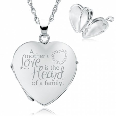 A Mothers Love... Heart Locket Necklace - 925 Sterling Silver Personalised/ Engraved