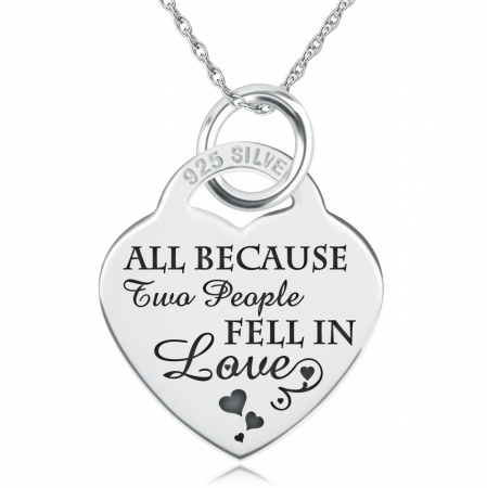 All Because Two People Fell in Love Necklace, Personalised, 925 Sterling Silver