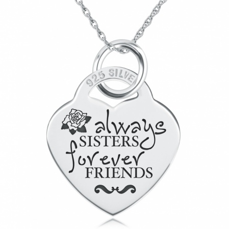 Always Sisters Forever Friends Necklace, Personalised, Sterling Silver