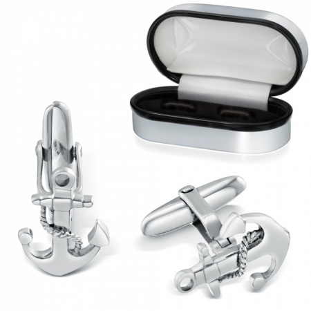 Ships Anchor Cufflinks, 925 Sterling Silver (can be personalised)