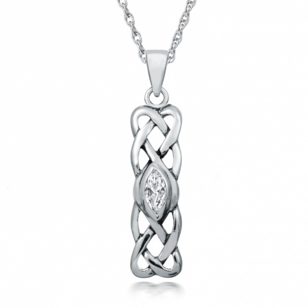 April Birthstone Celtic Knot Sterling Silver Necklace