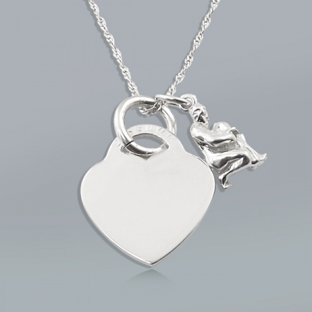Zodiac Aquarius Star Sign & Heart Sterling Silver Necklace (can be personalised)