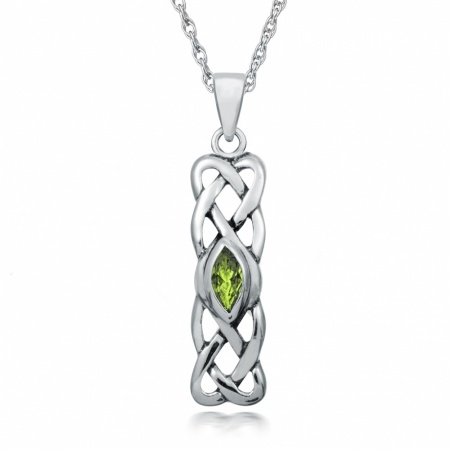 August Birthstone Celtic Knot Necklace, 925 Sterling Silver
