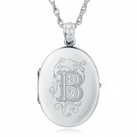 Initial/Letter B Sterling Silver 2 Photo Locket (can be personalised)