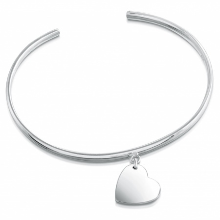 Baby Cuff Bangle with Heart, Personalised, Sterling Silver