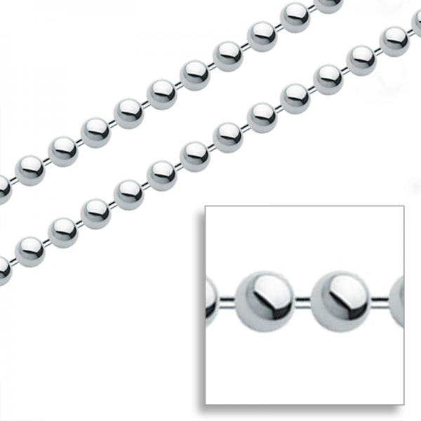 Sterling Silver Ball Chain, 16, 18, 20, 22, 24 & 28 Inches, 2mm, 3mm & 4mm