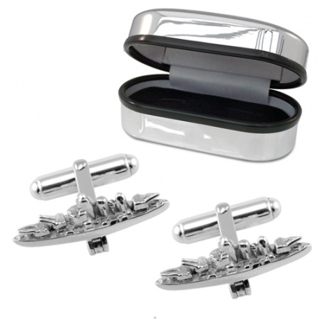 Battleship Cufflinks, 925 Sterling Silver, Can be Personalised