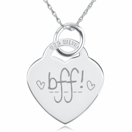 BFF Best Friends Forever Heart Shaped Sterling Silver Necklace (can be personalised)