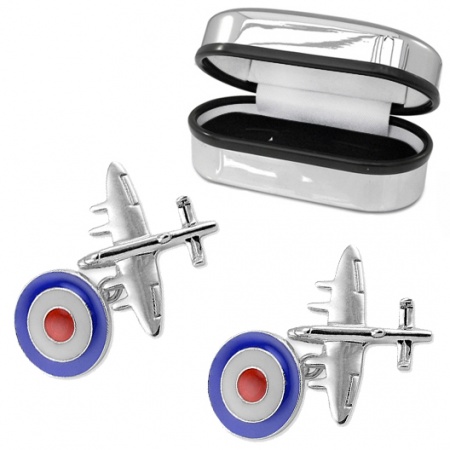 Bomber Plane, RAF Roundal Cufflinks, 925 Sterling Silver (can be personalised)