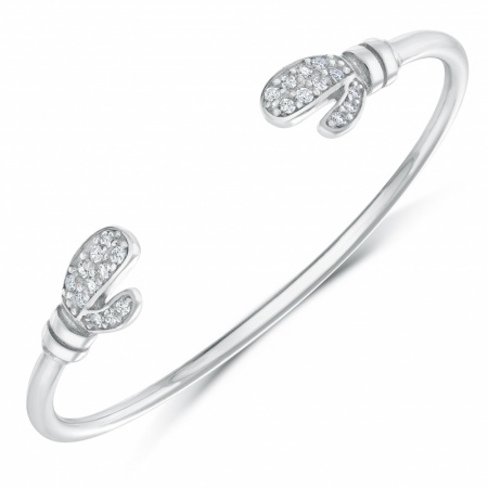 Boxing Gloves Baby Bangle, CZ & Sterling Silver