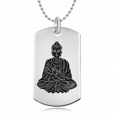 Buddha Dog Tag - 925 Sterling Silver Personalised
