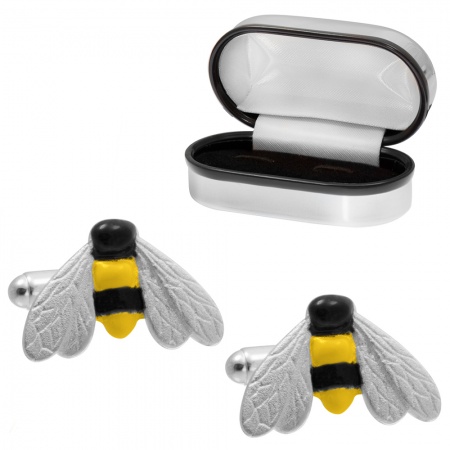 Bumble Bee Cufflinks, 925 Sterling Silver (can be personalised)