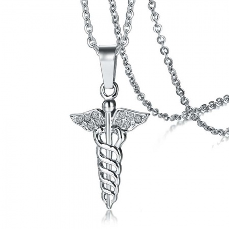 Medical Caduceus Symbol Necklace, with Personalisation
