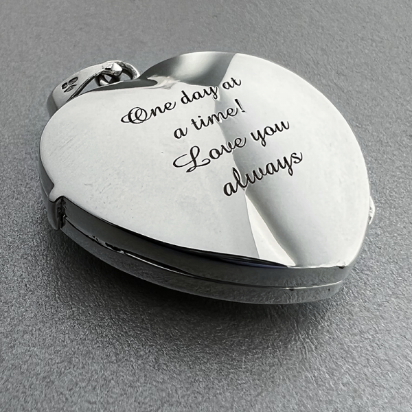 Personalised Calendar Locket Necklace, Heart Shaped, Sterling Silver