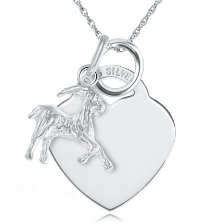 Capricorn Necklace, with Heart, Personalised, Sterling Silver, Zodiac