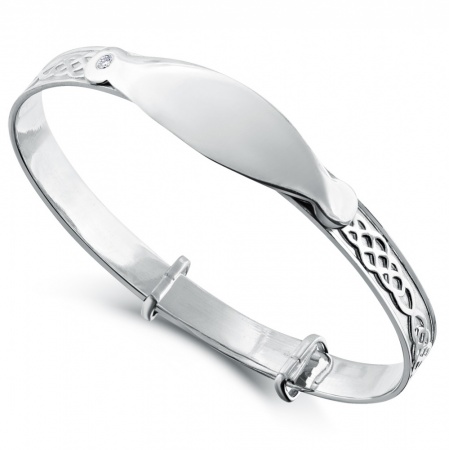 Celtic Style Babies Bangle, Personalised, Engraved, 925 Sterling Silver