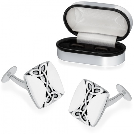 Celtic Pattern Cufflinks, 925 Sterling Silver (can be personalised)