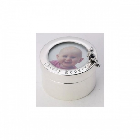 Cheeky Monkey First Curl, Tooth Photo Hallmarked Sterling Silver Box (can be personalised)