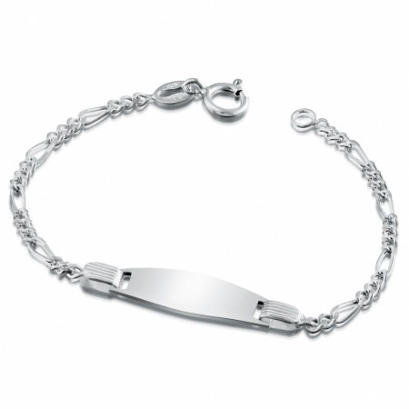 Childrens Figaro ID/Identity Bracelet, Personalised, 925 Sterling Silver