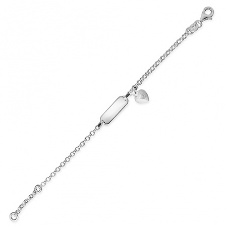 Baby Girl Heart ID Bracelet, Sterling Silver (Engraving Available)