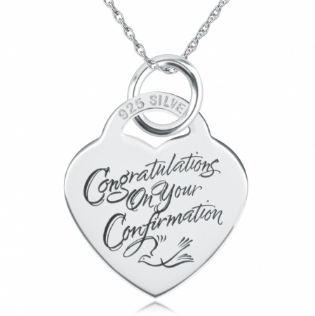 Congraulations on your Confirmation Heart Necklace / Pendant - 925 Silver Personalised