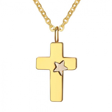 Ladies/Childs Small Cross Necklace, Gold, Personalised