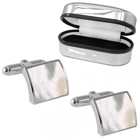 Curved Mother of Pearl & Sterling Silver Cufflinks (can be personalised)