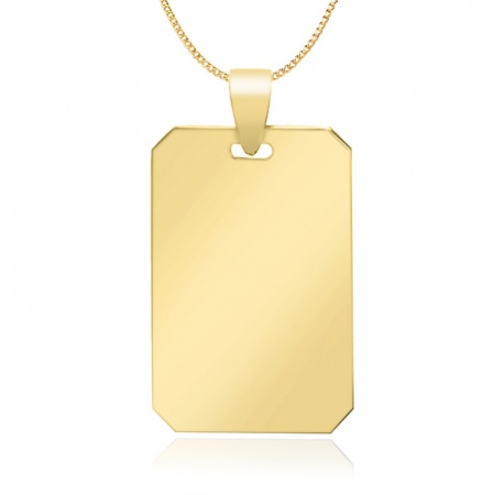 9ct Yellow Gold Cut Corner Dog Tag, Personalised / Engraved
