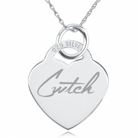 Cwtch Heart Shaped Sterling Silver Necklace (can be personalised)