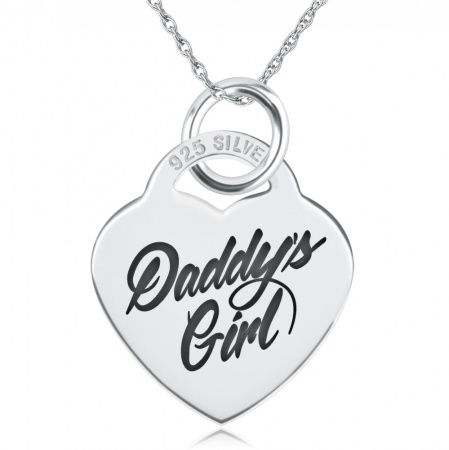 Daddys Girl Necklace, Personalised, Sterling Silver, Heart Shaped