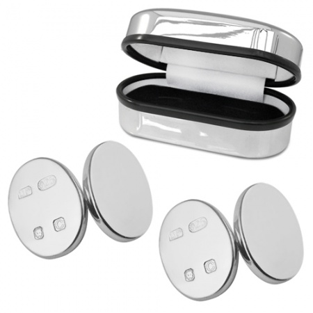 Double Sided Oval Feature Hallmarked Sterling Silver Cufflinks (can be personalised)