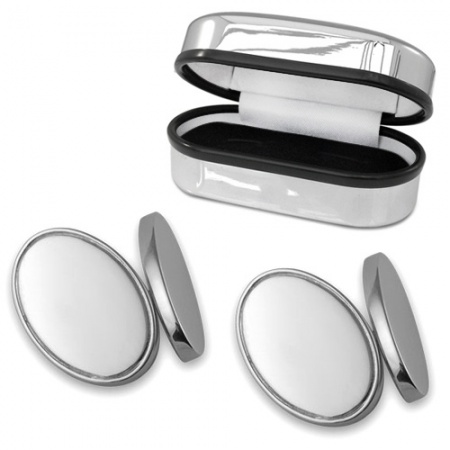 Double Sided Oval Sterling Silver Cufflinks (can be personalised)