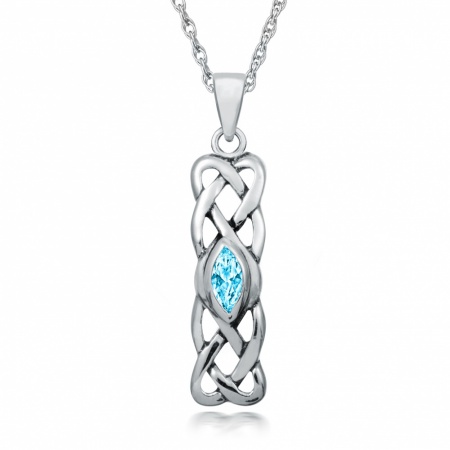 December Birthstone Celtic Knot Sterling Silver Necklace
