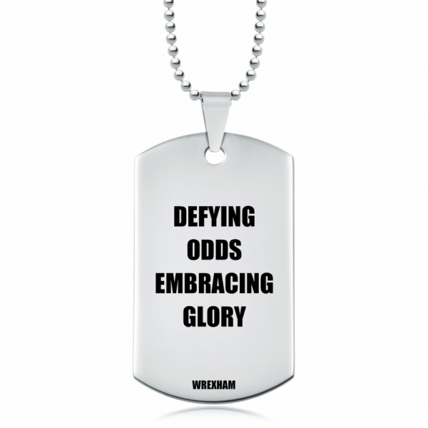 Personalised Wrexham Dog Tag Necklace, Defying Odds, Embracing Glory