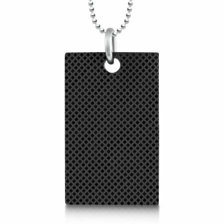 Diamond Pattern Dog Tag, Personalised, Stainless Steel, Black