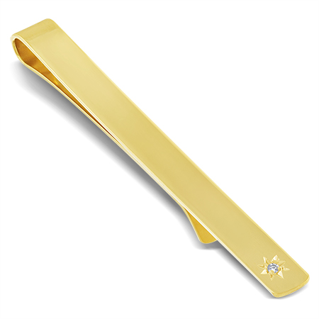 Diamond & 9ct Yellow Gold Tie Slide, Personalised