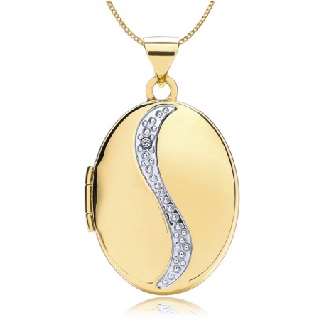 Diamond Swirl Locket, 9ct Gold, Personalised, Engraved