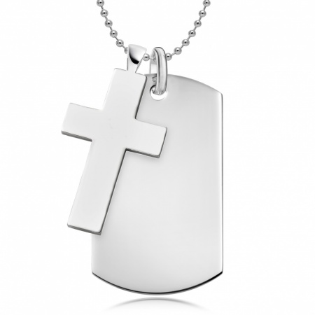 Dog Tag & Chunky Cross Sterling Silver (can be personalised)