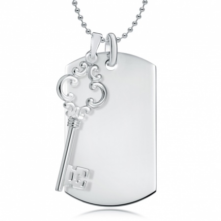 Dog Tag and Key Sterling Silver (can be personalised)