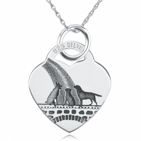 Dogs Rainbow Bridge Necklace, Personalised, Sterling Silver