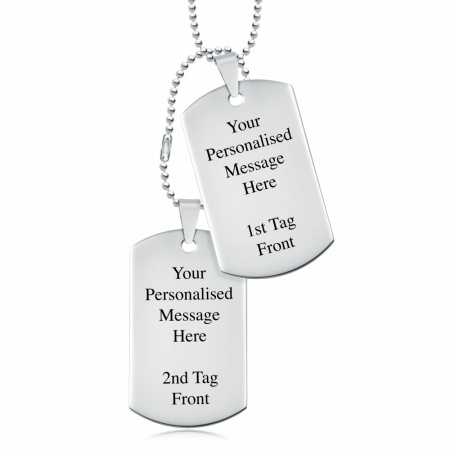 Double Stainless Steel Dog Tags Offset (can be personalised)