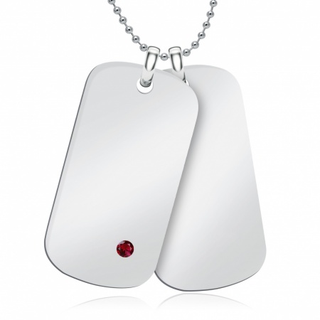 Double Garnet & Sterling Silver Hallmarked Dog Tags (can be personalised)