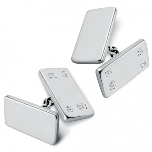 Double Sided Oblong Feature Hallmarked Sterling Silver Cufflinks (can be personalised)