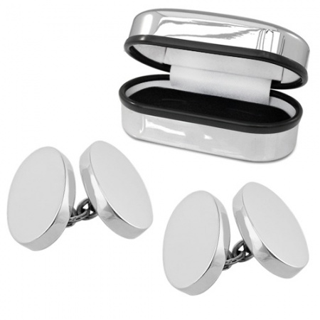 Heavy Weight Double Sided Oval Hallmarked Sterling Silver Cufflinks (can be personalised)