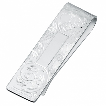 Hand Engraved Slim Sterling Silver Hallmarked Money Clip (can be personalised)