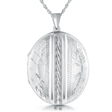 Victorian Style Extra Large Locket Necklace, 925 Sterling Silver