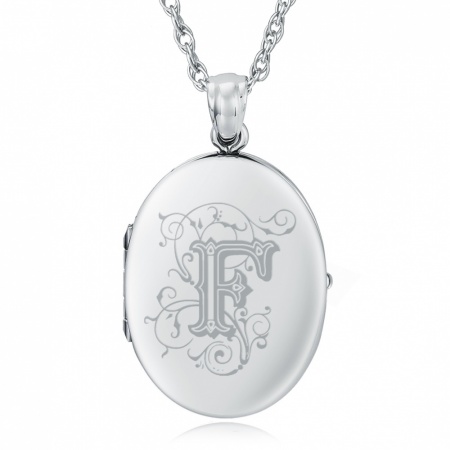 Initial/Letter F Sterling Silver 2 Photo Locket (can be personalised)